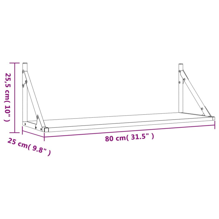 Wandschappen 2 st 80x25x25,5 cm bewerkt hout zwart MeubelReus