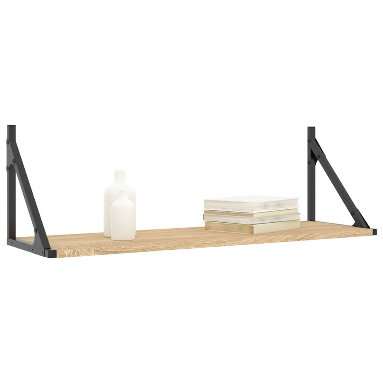 Wandschappen 2 st 80x25x25,5 cm bewerkt hout sonoma eikenkleur MeubelReus