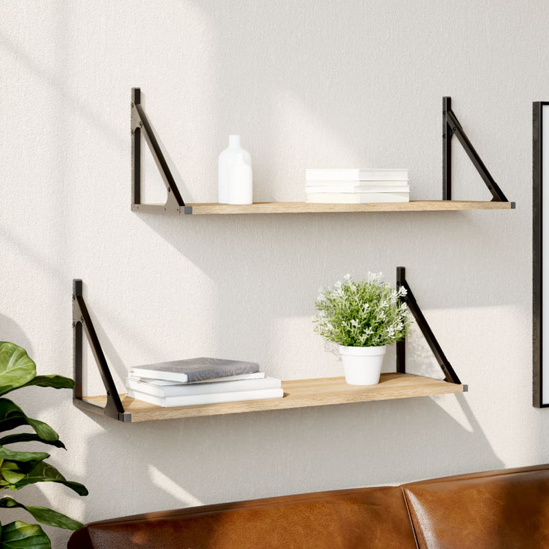 Wandschappen 2 st 80x25x25,5 cm bewerkt hout sonoma eikenkleur MeubelReus