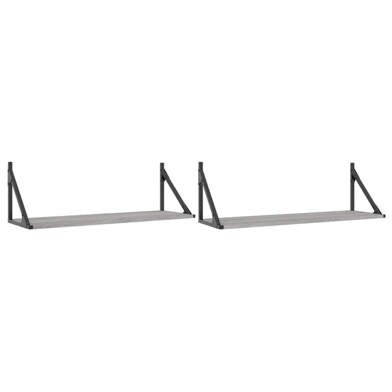 Wandschappen 2 st 80x25x25,5 cm bewerkt hout grijs sonoma eiken MeubelReus