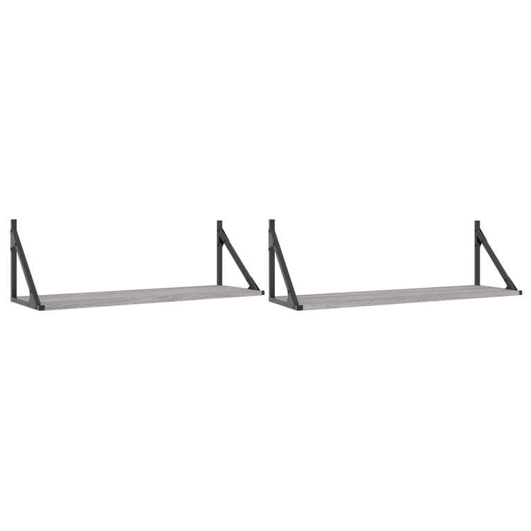 Wandschappen 2 st 80x25x25,5 cm bewerkt hout grijs sonoma eiken MeubelReus