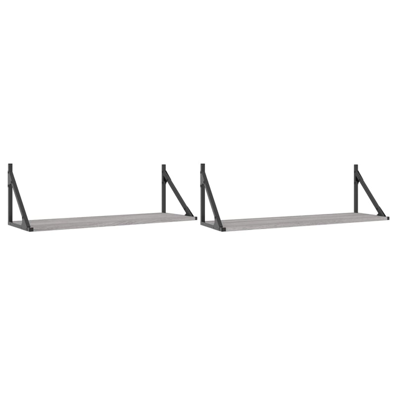 Wandschappen 2 st 80x25x25,5 cm bewerkt hout grijs sonoma eiken MeubelReus
