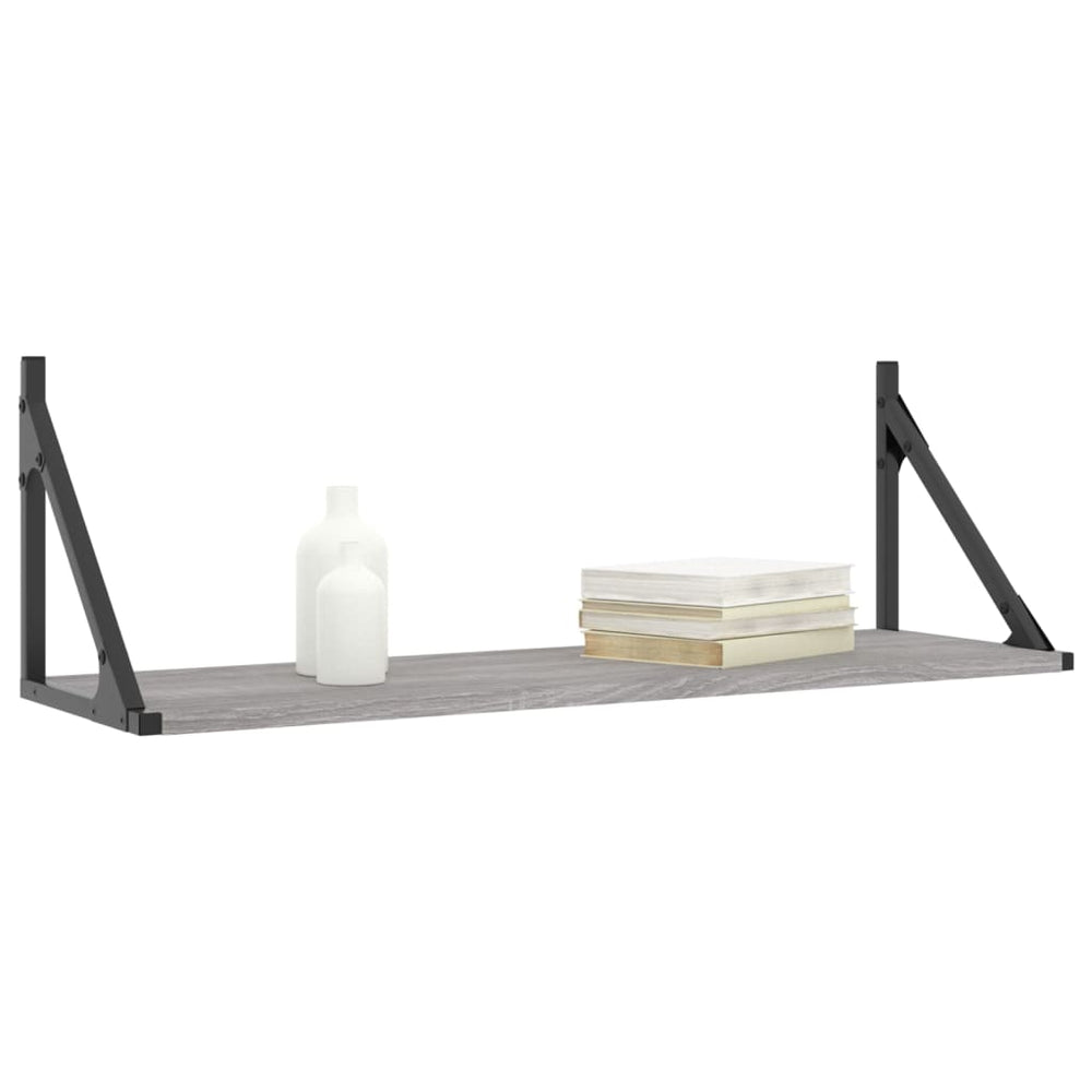 Wandschappen 2 st 80x25x25,5 cm bewerkt hout grijs sonoma eiken MeubelReus