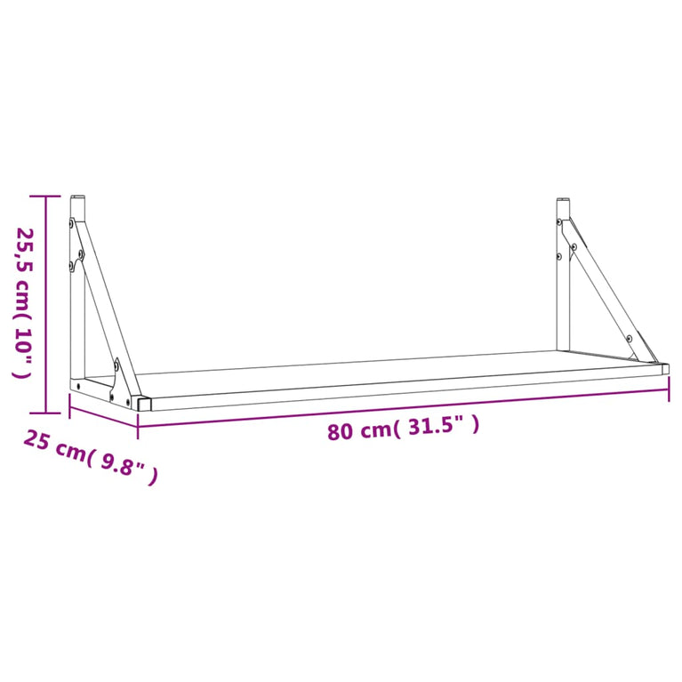 Wandschappen 2 st 80x25x25,5 cm bewerkt hout grijs sonoma eiken MeubelReus