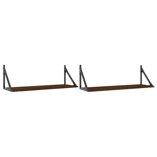 Wandschappen 2 st 80x25x25,5 cm bewerkt hout bruin eikenkleur MeubelReus