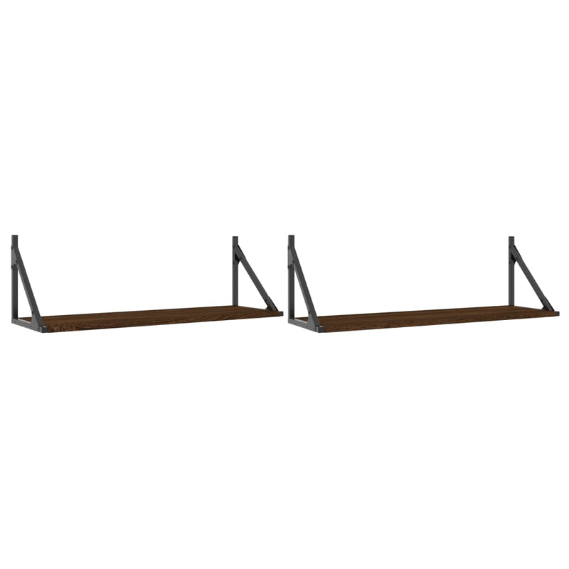 Wandschappen 2 st 80x25x25,5 cm bewerkt hout bruin eikenkleur MeubelReus