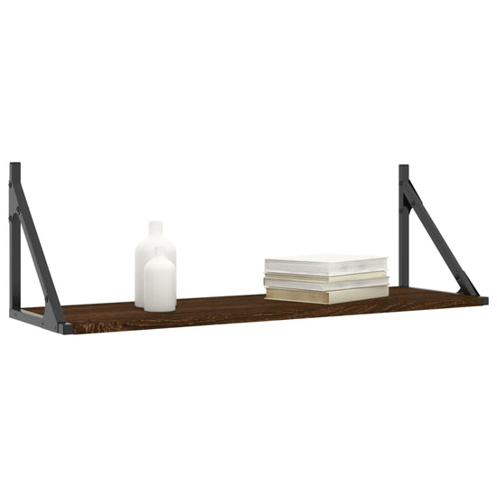 Wandschappen 2 st 80x25x25,5 cm bewerkt hout bruin eikenkleur MeubelReus