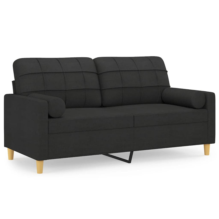 Tweezitsbank met sierkussens 140 cm stof zwart