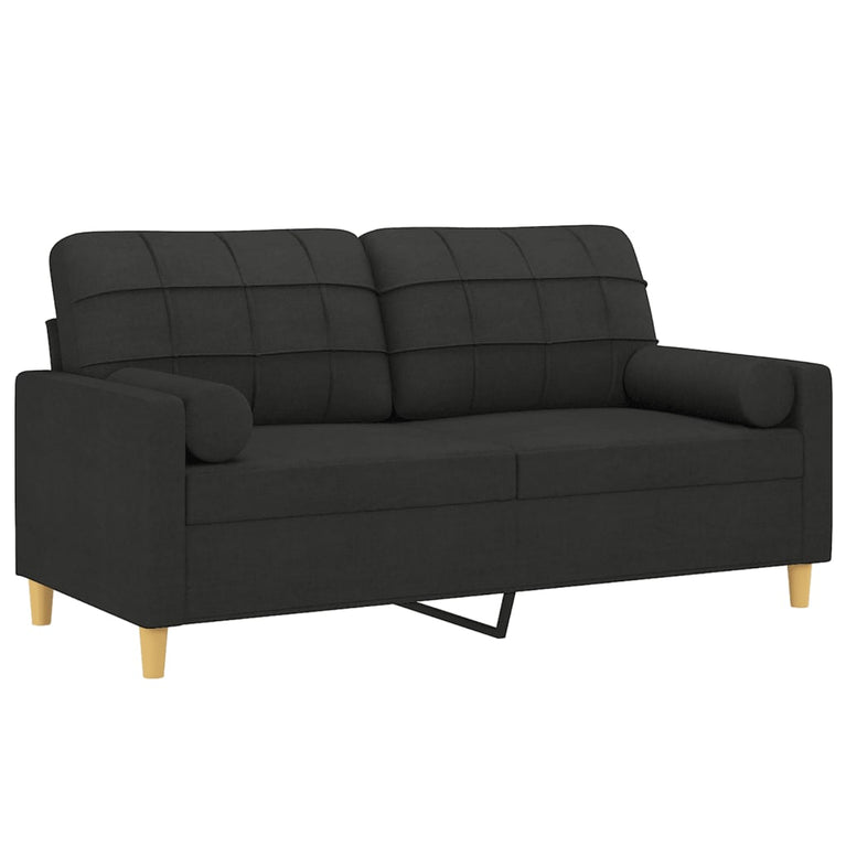 Tweezitsbank met sierkussens 140 cm stof zwart