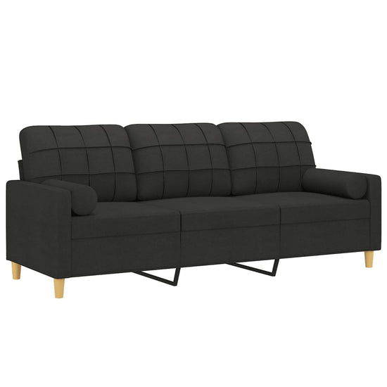 Driezitsbank met sierkussens 180 cm stof zwart MeubelReus