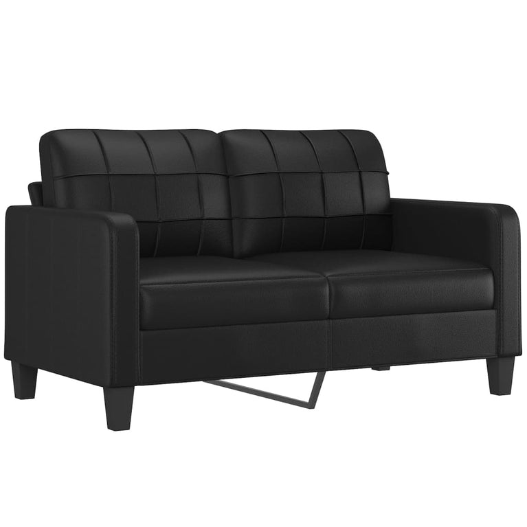 Tweezitsbank met sierkussens 140 cm kunstleer zwart