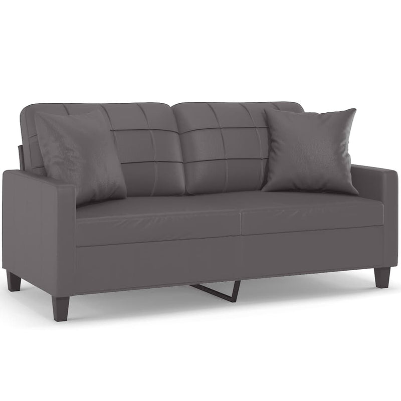 Tweezitsbank met sierkussens 140 cm kunstleer grijs