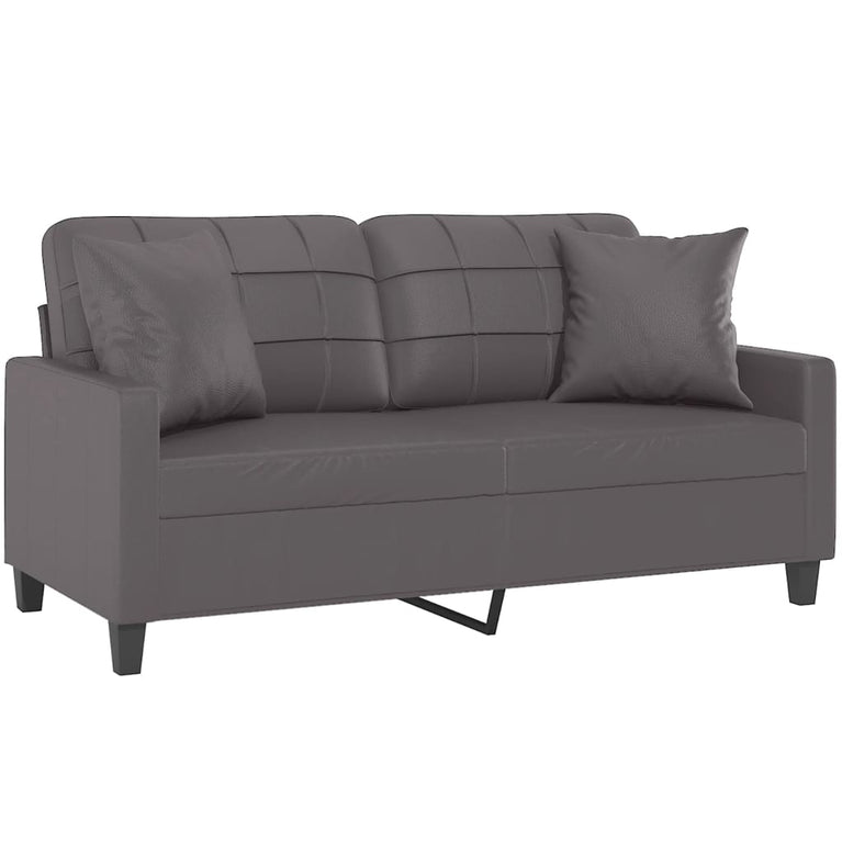 Tweezitsbank met sierkussens 140 cm kunstleer grijs
