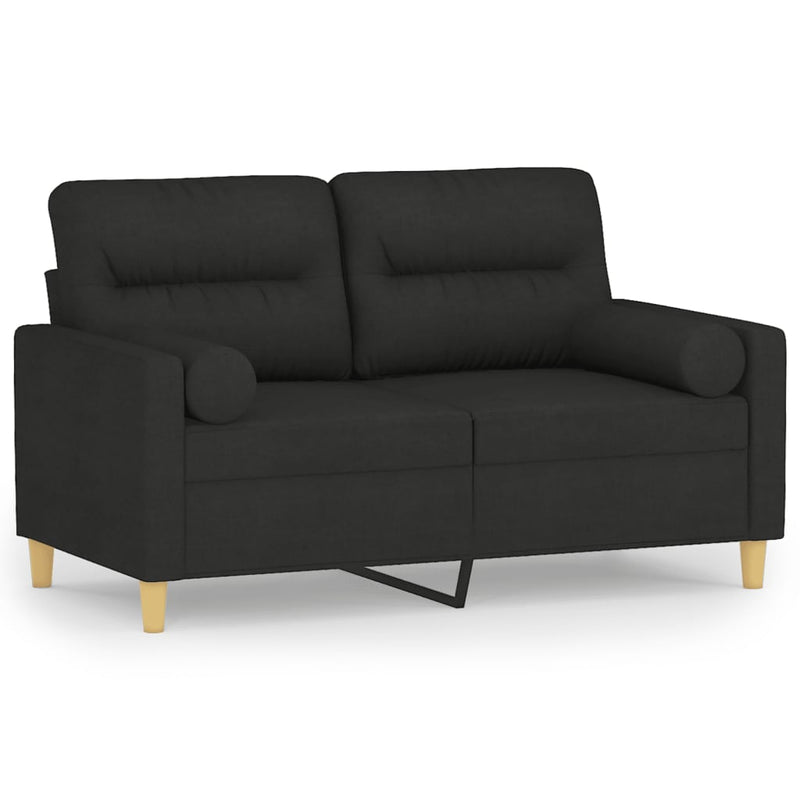 Tweezitsbank met sierkussens 120 cm stof zwart MeubelReus