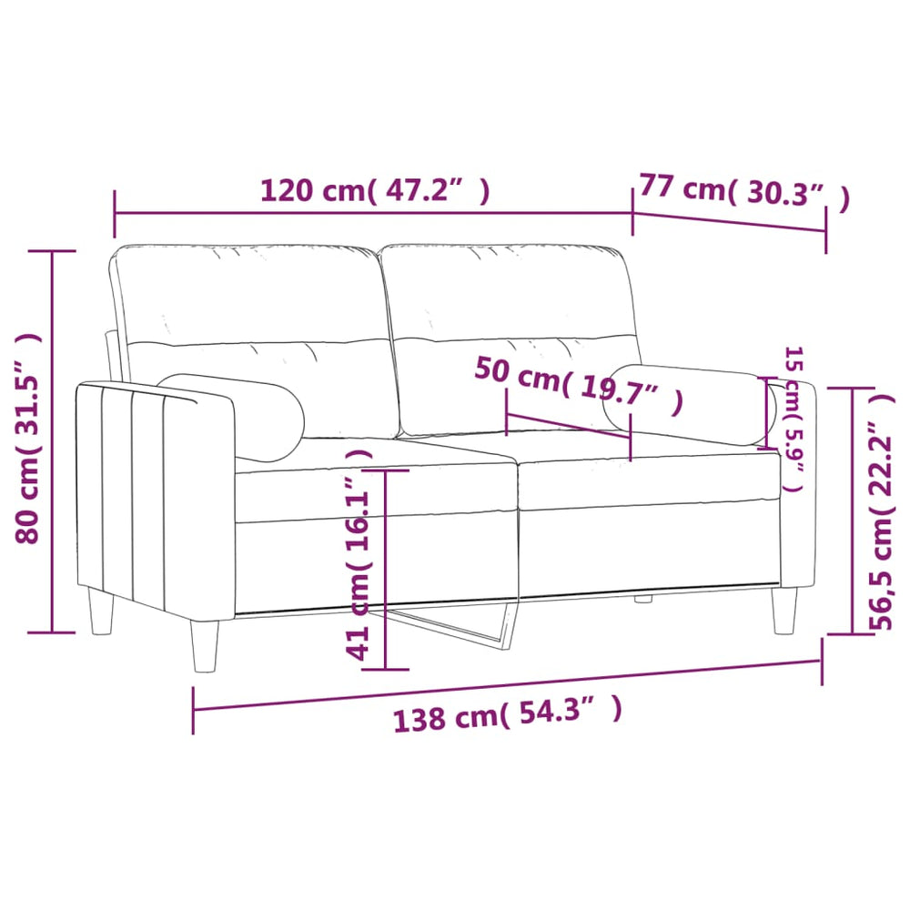 Tweezitsbank met sierkussens 120 cm stof zwart MeubelReus