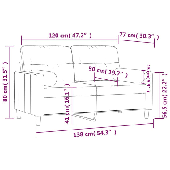 Tweezitsbank met sierkussens 120 cm stof zwart MeubelReus
