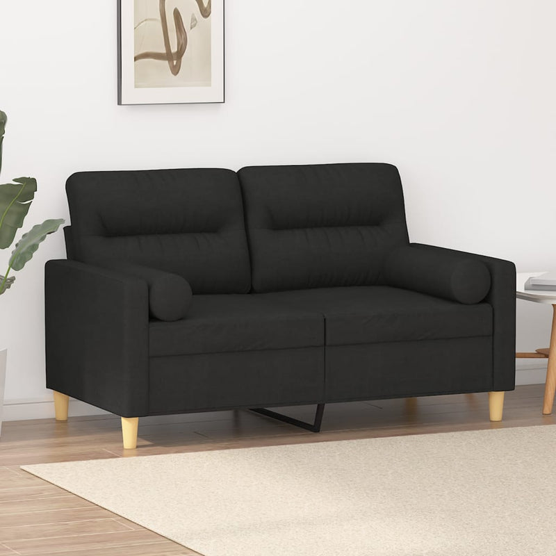 Tweezitsbank met sierkussens 120 cm stof zwart MeubelReus