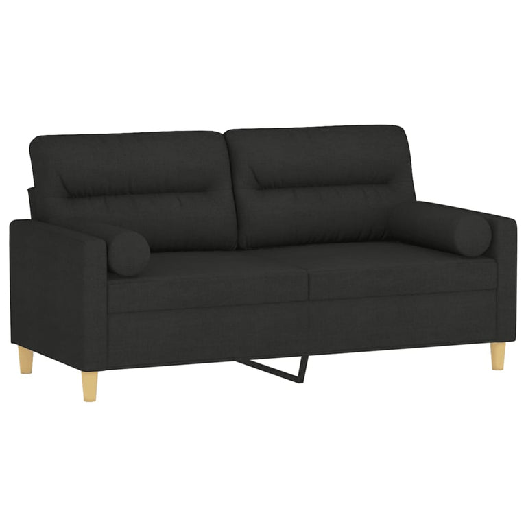 Tweezitsbank met sierkussens 140 cm stof zwart