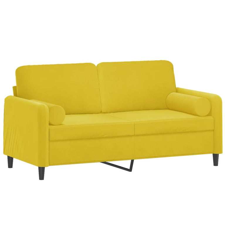 Tweezitsbank met sierkussens 140 cm fluweel geel