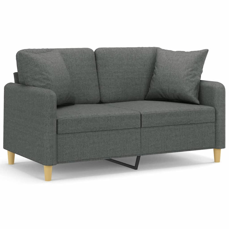 Tweezitsbank met sierkussens 120 cm stof donkergrijs