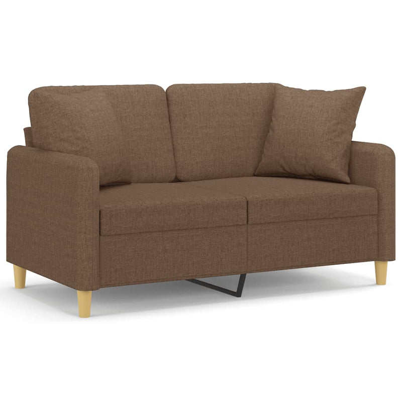 Tweezitsbank met sierkussens 120 cm stof bruin