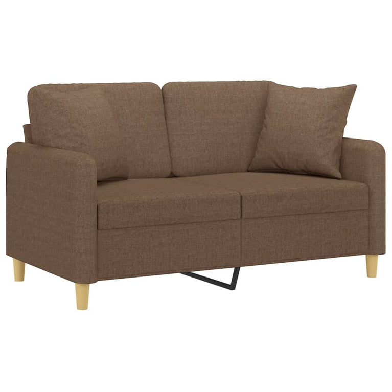 Tweezitsbank met sierkussens 120 cm stof bruin