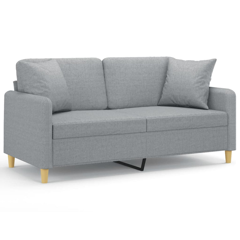 Tweezitsbank met sierkussens 140 cm stof lichtgrijs