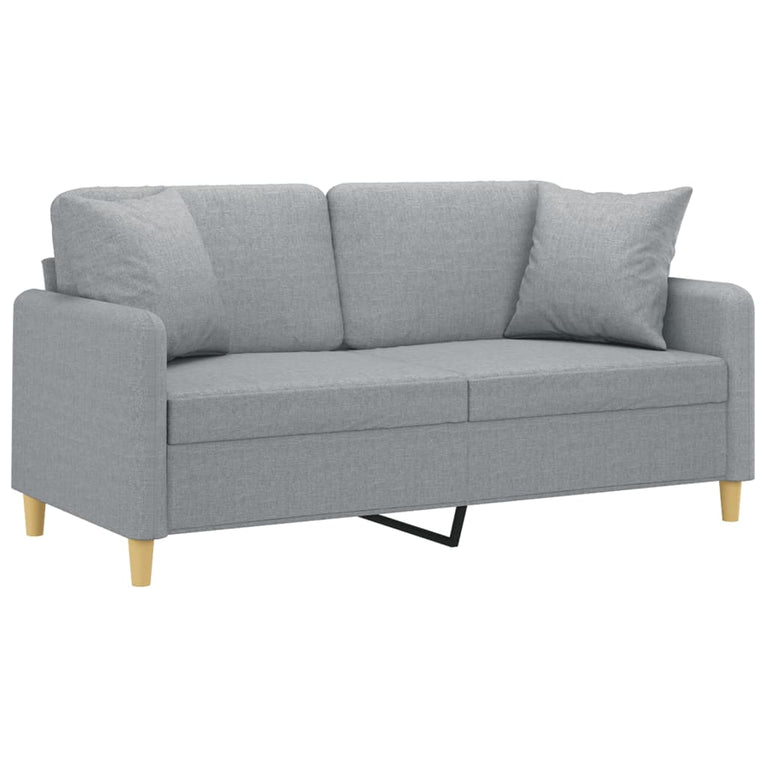 Tweezitsbank met sierkussens 140 cm stof lichtgrijs