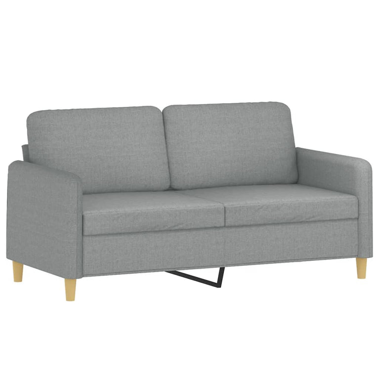Tweezitsbank met sierkussens 140 cm stof lichtgrijs