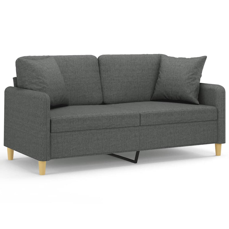 Tweezitsbank met sierkussens 140 cm stof donkergrijs