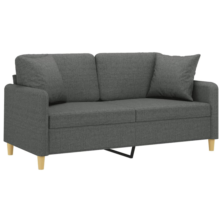 Tweezitsbank met sierkussens 140 cm stof donkergrijs