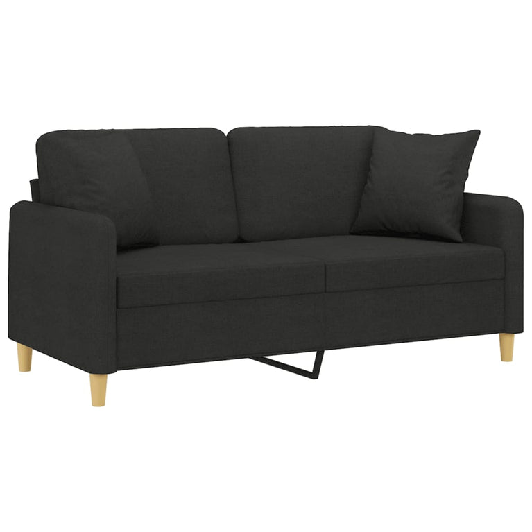 Tweezitsbank met sierkussens 140 cm stof zwart