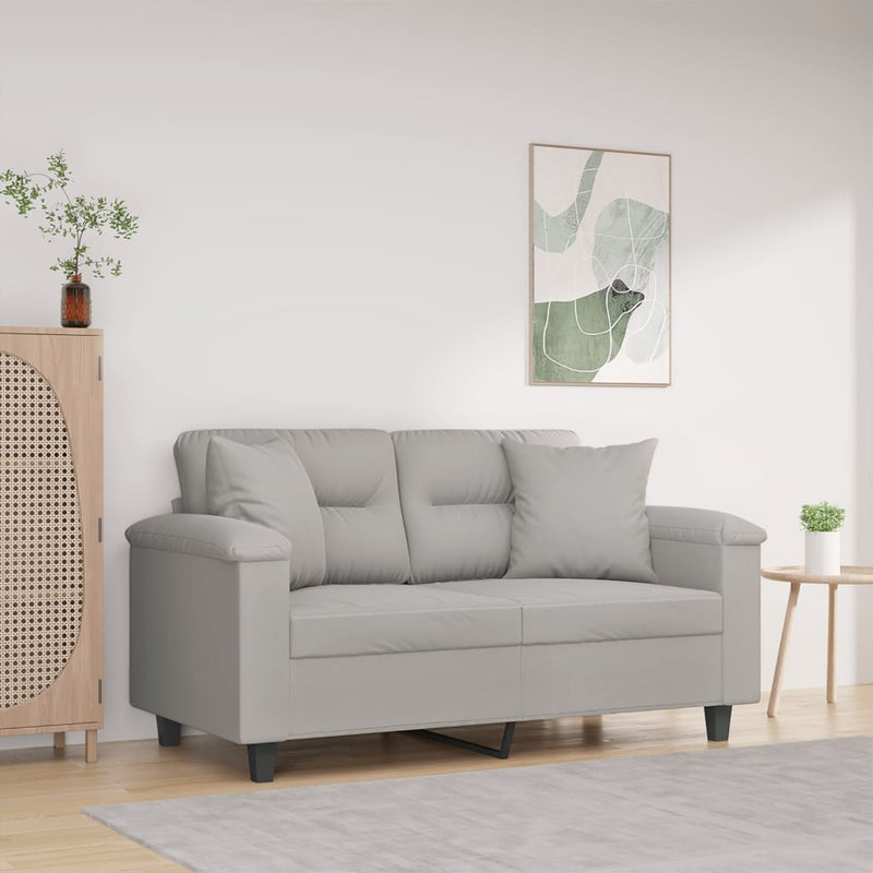 Tweezitsbank met kussens 120 cm microvezelstof lichtgrijs