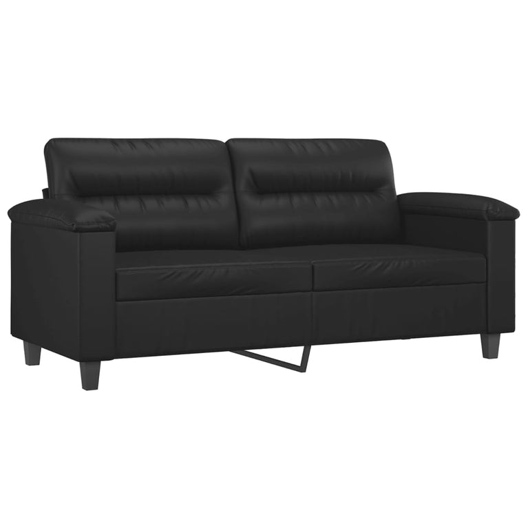 Tweezitsbank met sierkussens 140 cm kunstleer zwart