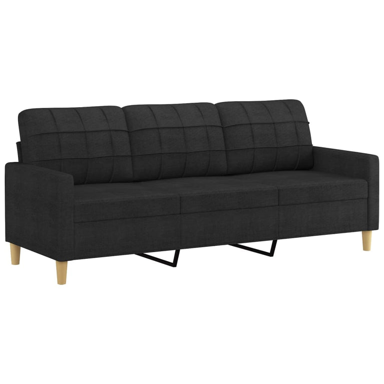 2-delige loungeset met kussens stof zwart