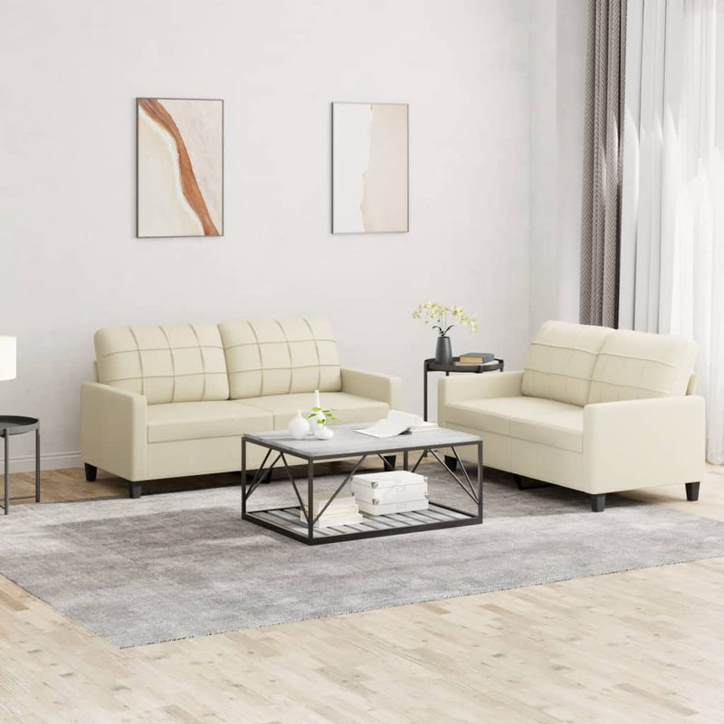 2-delige Loungeset met kussens kunstleer crème