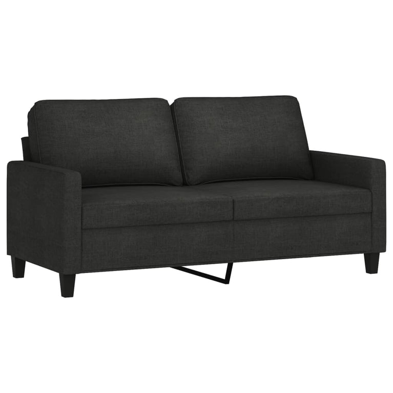 2-delige loungeset met kussens stof zwart