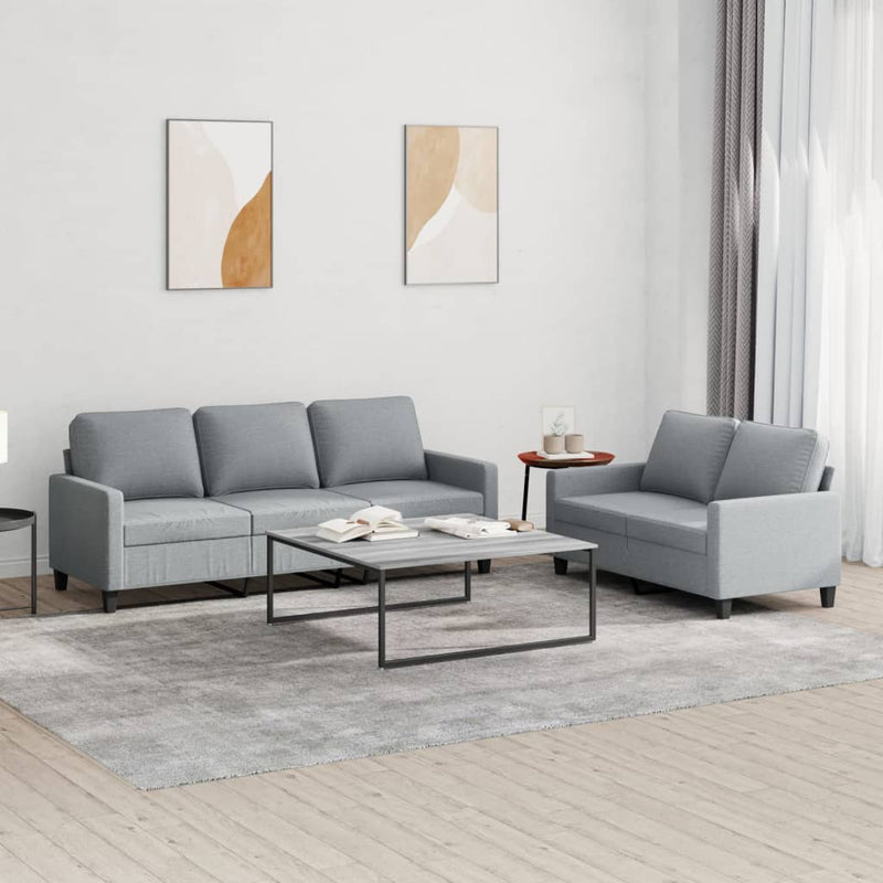 2-delige Loungeset met kussens stof lichtgrijs
