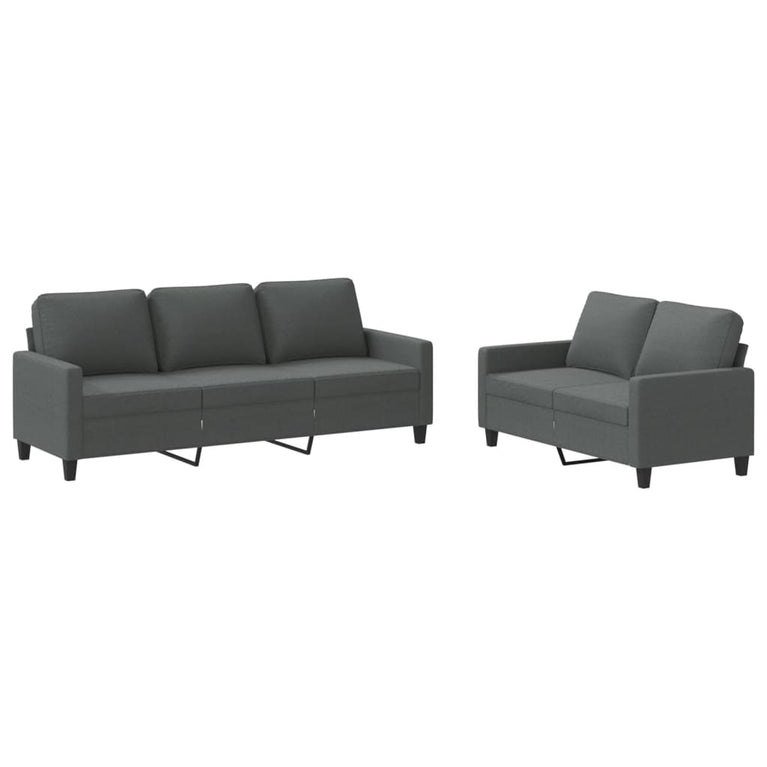 2-delige Loungeset met kussens stof donkergrijs