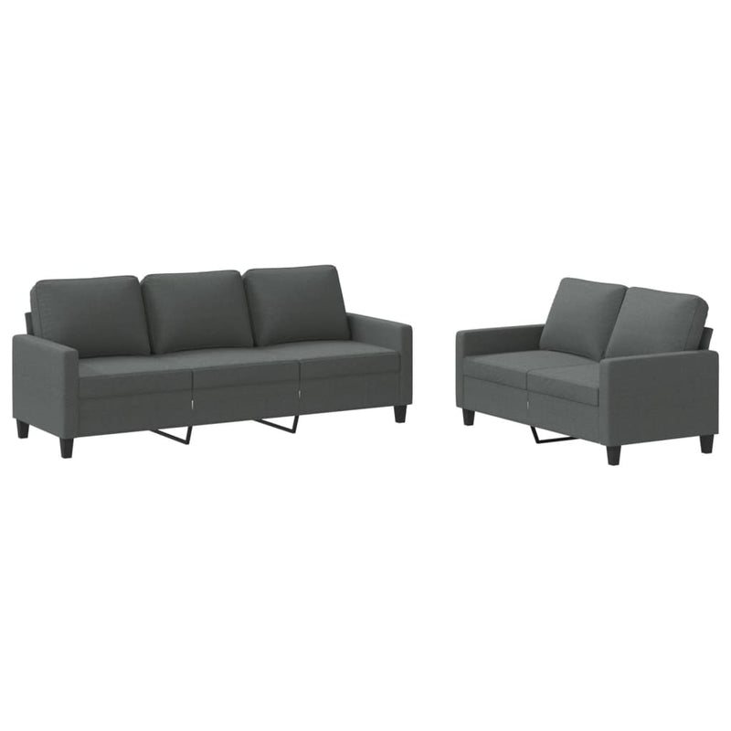 2-delige Loungeset met kussens stof donkergrijs