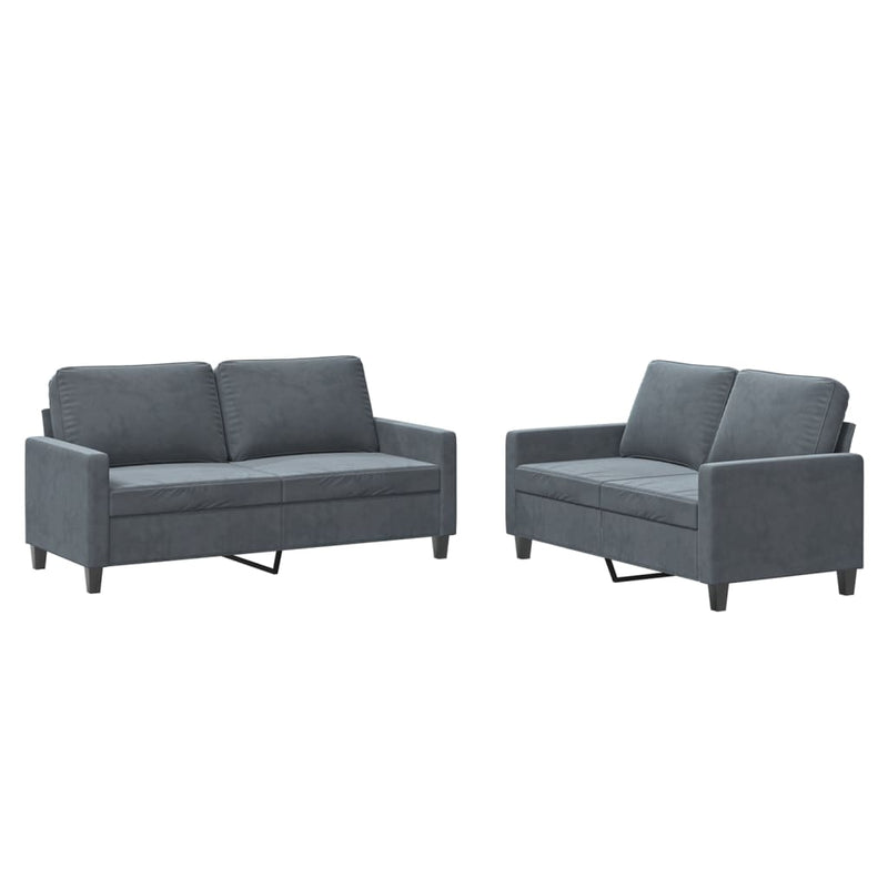 2-delige Loungeset met kussens fluweel donkergrijs