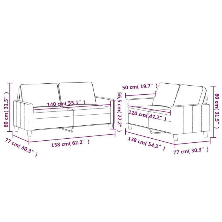 2-delige Loungeset met kussens fluweel donkergrijs