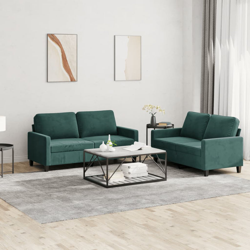 2-delige Loungeset met kussens fluweel donkergroen