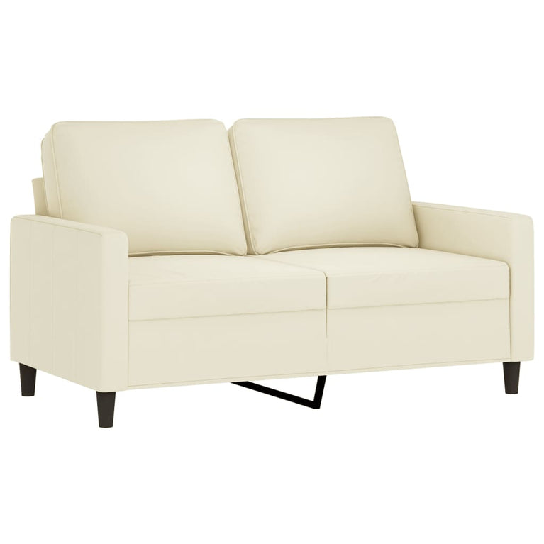 2-delige Loungeset met kussens fluweel crèmekleurig