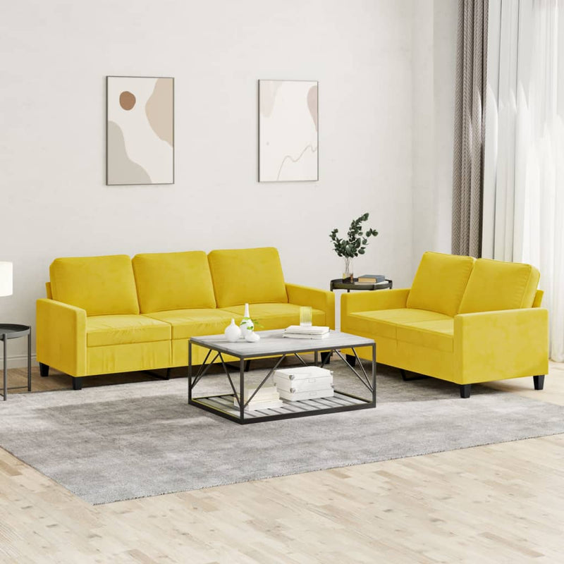 2-delige Loungeset met kussens fluweel geel