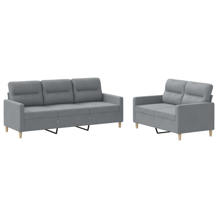 2-delige Loungeset met kussens stof lichtgrijs