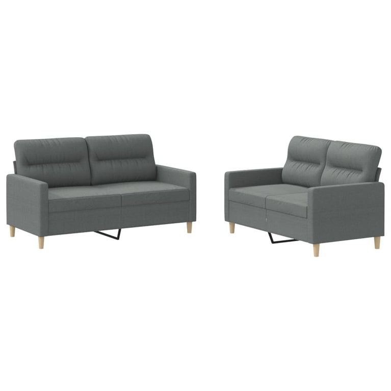 2-delige Loungeset met kussens stof donkergrijs