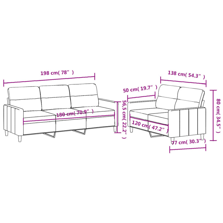 2-delige Loungeset met kussens stof lichtgeel