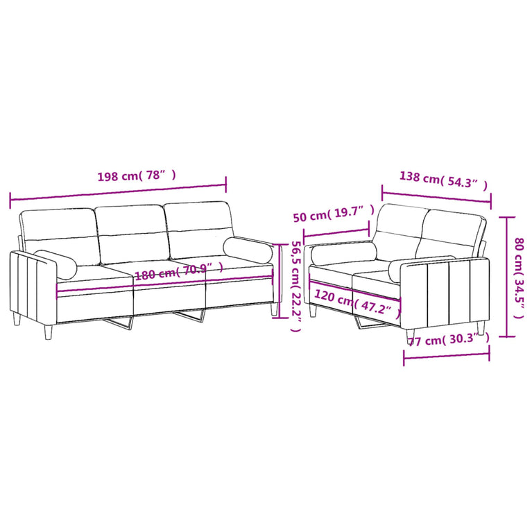 2-delige Loungeset met kussens stof zwart
