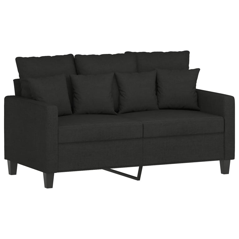 2-delige loungeset met kussens stof zwart